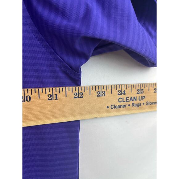 Foot Joy Men's Medium Purple Striped 3 Button Short Sleeve Polo Shirt - Picture 4 of 8